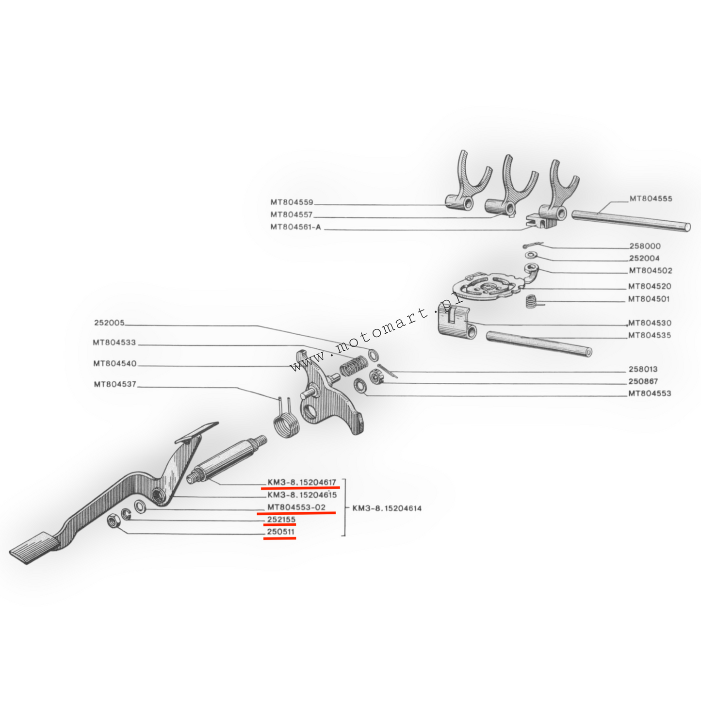 Gearbox shaft Dnieper MT reverse M72 K750 Ural LEVER shaft