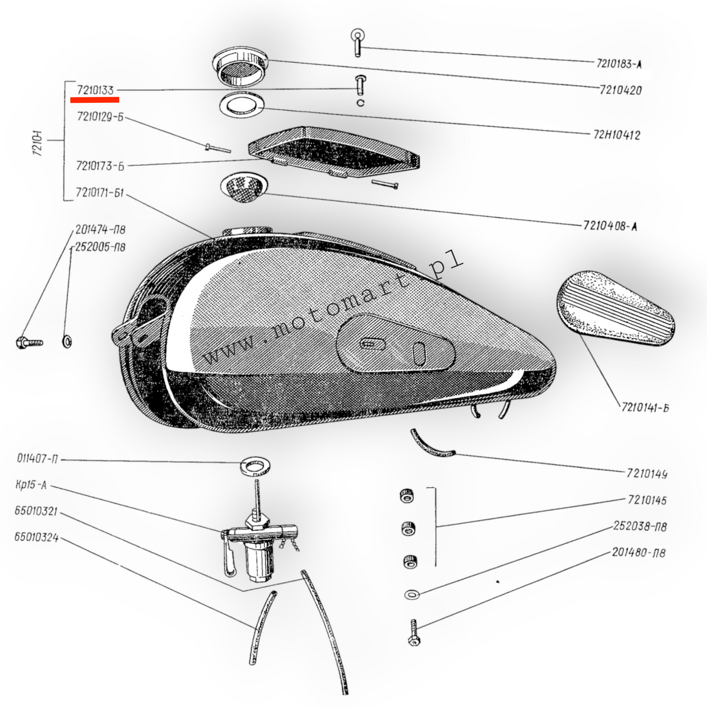 SCREW of the tank storage compartment flap SCREW with nut M72 K750 Ural Dnepr
